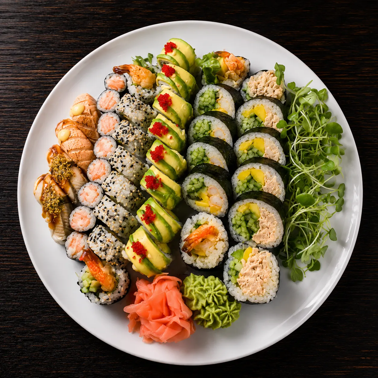 Signature sushi rolls platter at Ocean Bites Japanese restaurant downtown Winnipeg