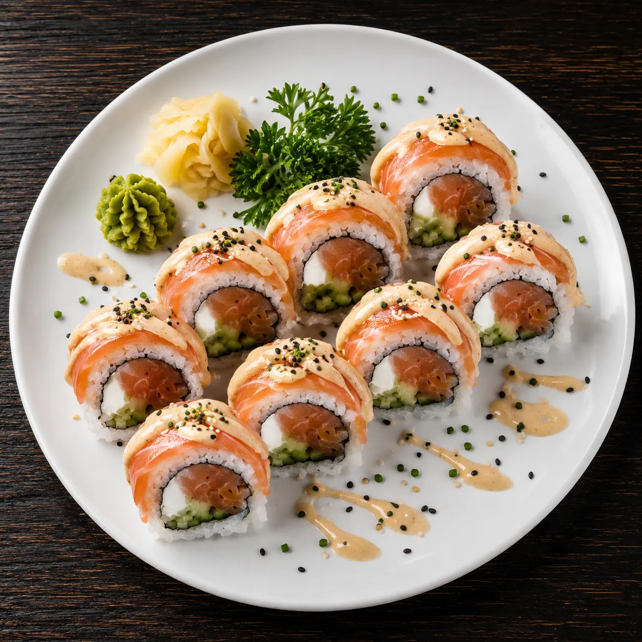 Truffle Salmon Roll premium sushi roll at Ocean Bites Winnipeg